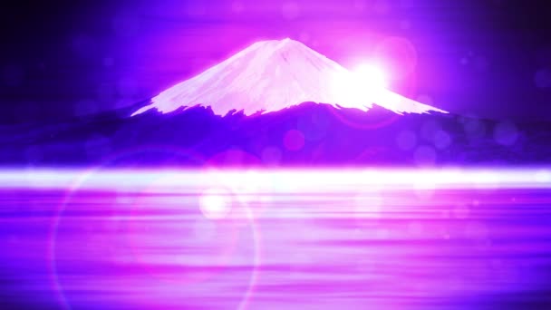 Gölden Fuji Dağı Fuji Dağı Geleneksel Manzara Döngü Animasyon — Stok video