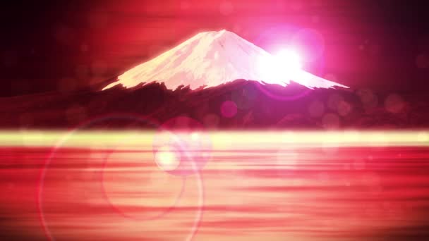 Fuji Vom See Fuji Berg Traditionelle Landschaft Schleifenanimation — Stockvideo