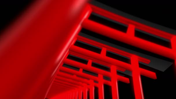 Red Torii Гейтс Японії Ворота Torii Святиню Shrine Тунель Анімація — стокове відео