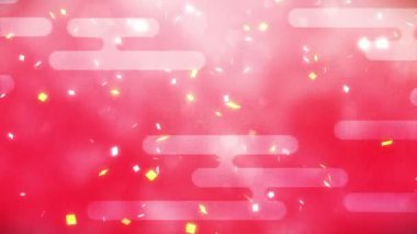 Japon geleneksel süs animasyon. Yeni yıl kültür modeli. Kırmızı arka plan. Döngü animasyonu.