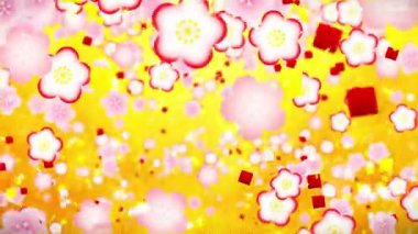 Japon geleneksel süs animasyon. Yeni yıl kültür modeli. Altın arka plan. Döngü animasyonu.