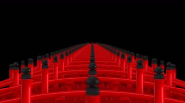 Japonya'da kırmızı köprü çapraz sahne. Şinto köprüsü. Cg döngü animasyonu.