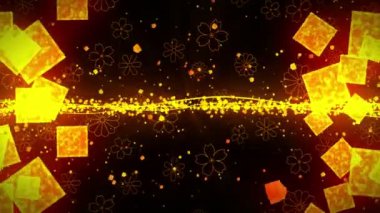 Geleneksel Japon desenleri ile Altın glitter soyut arka plan. Altın ve siyah İllüstrasyon. Japon stili. Döngü Animasyonu.