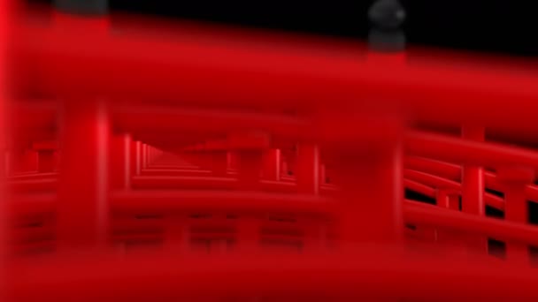 日本の赤い橋の風景 神道橋 ループ アニメーション — ストック動画