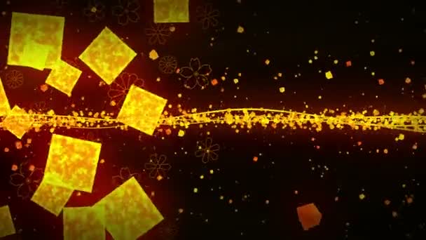 Oro Glitter Sfondo Astratto Con Modelli Tradizionali Giapponesi Illustrazione Oro — Video Stock