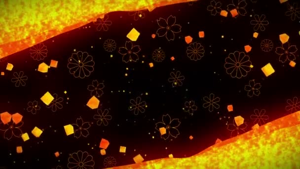 伝統的な日本のパターンを持つ金の輝き抽象的な背景 ゴールドとブラックのイラスト ループアニメーション — ストック動画