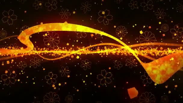 Золотой Блеск Абстрактный Фон Традиционными Японскими Узорами Золотая Черная Иллюстрация — стоковое видео