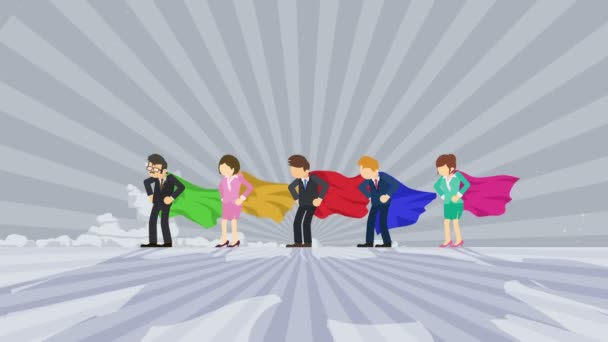 Superhelden Staan Kijker Winnaar Van Het Business Team Symbool Teamwork — Stockvideo