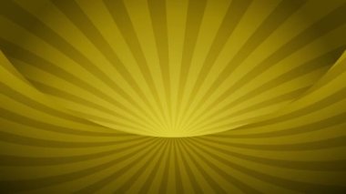 Dönen sarı radyal ışınlar. Işık ışını ile parlak arka plan. Altın soyut alan. Döngü animasyonu.