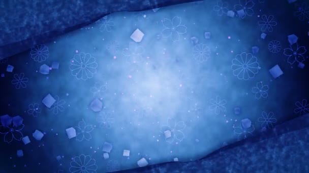 Geleneksel Japon Desenleri Ile Mavi Glitter Soyut Arka Plan Indigo — Stok video