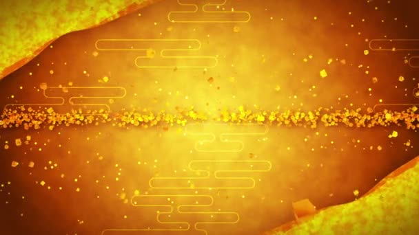 伝統的な日本のパターンを持つ金の輝き抽象的な背景 ゴールドイラスト ループアニメーション — ストック動画