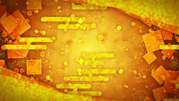 Золотий Блиск Абстрактного Фону Традиційними Японськими Візерунками Золота Ілюстрація Японському — стокове відео