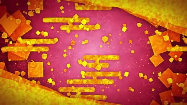 Золотой Блеск Абстрактный Фон Традиционными Японскими Узорами Красно Золотая Иллюстрация — стоковое видео