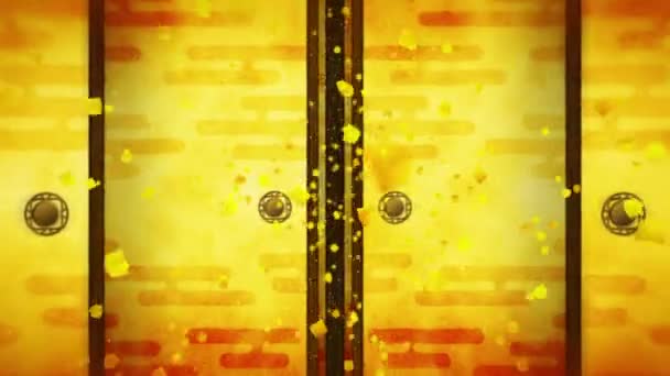Японский Стиль Двери Фузумы Анимация Раздвижной Петли Двери Исторические Двери — стоковое видео