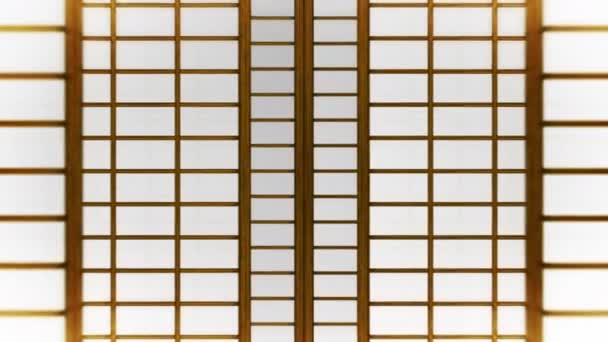 Японский Стиль Двери Сёдзи Анимация Раздвижной Петли Двери Исторические Двери — стоковое видео
