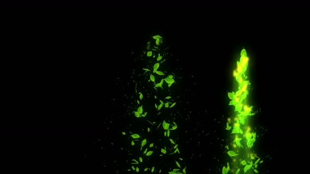 Spin Opadający Liść Zielone Tło Lato Liść Animacja Konfetti Liści — Wideo stockowe