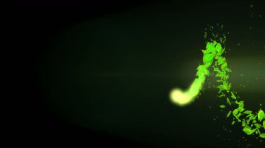 Düşen yaprağın dönüşü. Yeşil yaz yaprağı arka plan. Cg yaprak konfeti animasyon.