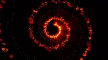 Sonbahar yapraklarının dönüşü. Sonbahar arka plan bırakır. Cg akçaağaç konfeti animasyon. Japon kültürü. Soyut arka plan.