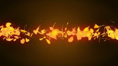 Sonbahar yaprakları düşüyor. Sonbahar yeşillik konfeti. CG Ginkgo döngü animasyon. Güzel otumnal turuncu arka plan.
