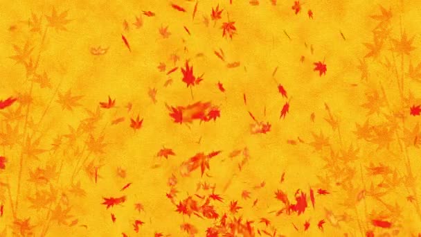 秋天的叶子飘落 秋天的树叶五彩纸屑 枫树循环动画 美丽的秋天橙色背景 — 图库视频影像