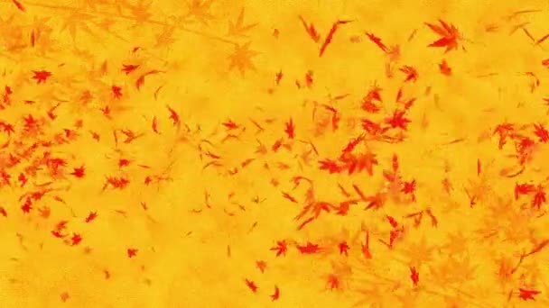 紅葉が落ちる 秋の葉の紙吹雪 メープルループアニメーション 美しい秋のオレンジの背景 — ストック動画