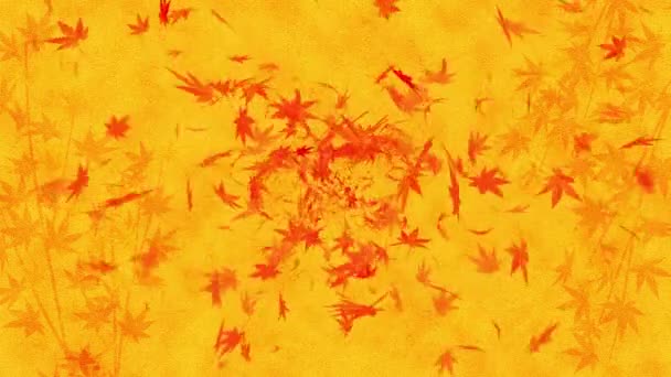 紅葉が落ちる 秋の葉の紙吹雪 メープルループアニメーション 美しい秋のオレンジの背景 — ストック動画