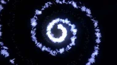 Siyah arka planda kar etkisi düşüyor. Kar kristali dönüyor. Noel. Kar tanesi. Kış sezonu. Kar konfeti animasyonu.