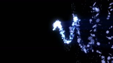 Siyah arka planda kar etkisi düşüyor. Kar kristali dönüyor. Noel. Kar tanesi. Kış sezonu. Kar konfeti animasyonu.