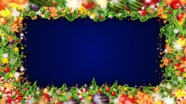 Kar kristali ile lüks dekorasyon. Noel elemanları deseni. Kış döngüsü animasyonu. Mavi arka plan.