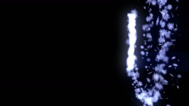 Siyah arka planda kar etkisi düşüyor. Kar kristali dönüyor. Noel. Kar tanesi. Kış sezonu. Kar konfeti animasyonu.