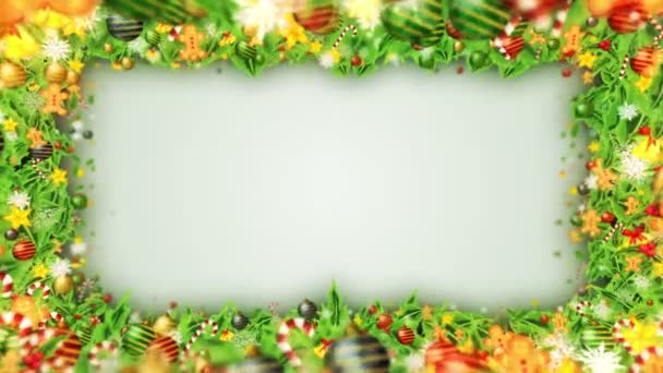 雪の結晶と豪華な装飾 クリスマスの要素パターン 冬のループアニメーション 白の背景 — ストック動画