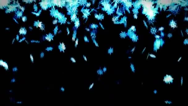Winter Snow Crystal Falling Beautiful Snow Effect Black Background Christmas — Stock Video