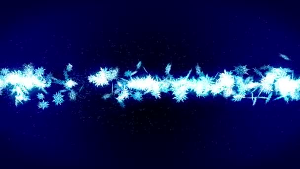 Inverno Neve Cristallo Che Cade Bellissimo Effetto Neve Sfondo Blu — Video Stock