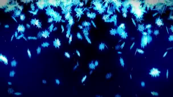 Winter Snow Crystal Falling Beautiful Snow Effect Blue Background Christmas — Stock Video