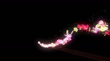 Renkli yaprakları düşüyor. Bahar çiçeği arka planı. Çiçeklerin oldukça parlak yaprakları.