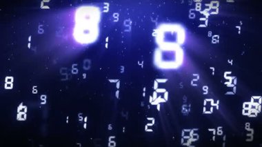 Kayan sayı arka planı. Teknoloji teknolojik arka plan. Soyut sayılar animasyonu.