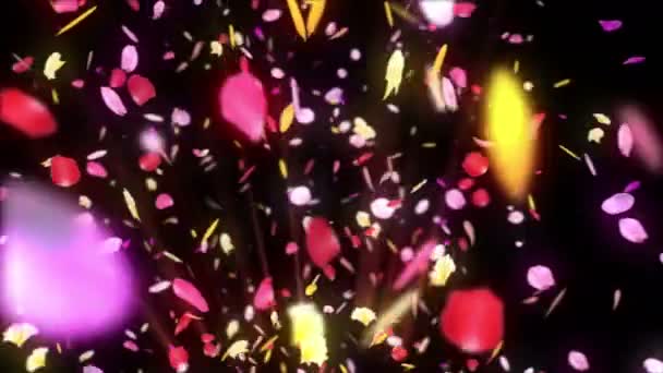 Kleurrijke Bloemblaadjes Vallen Lentebloem Achtergrond Loop Animatie Mooie Glanzende Bloemblaadjes — Stockvideo