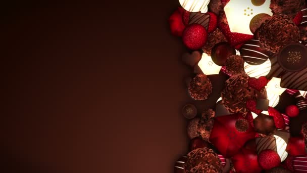 Asortyment Słodkich Cukierek Czekoladowych Walentynki Animacja Pętli — Wideo stockowe