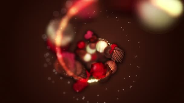 Ποικιλία Από Γλυκά Σοκολάτας Ημέρα Του Αγίου Βαλεντίνου Κίνηση Βρόχου — Αρχείο Βίντεο