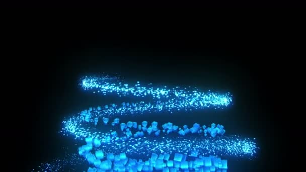 Cubes bleus sur fond noir. La connexion de cubes 3d avec polygonal géométrique. Cyberespace. Symbole commercial .