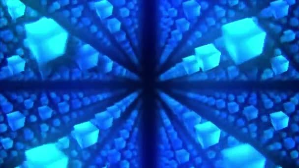 Blue Cubes Black Background Connection Cubes Geometric Polygonal Loop Animation — Stock Video