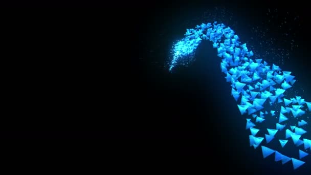 Pyramides bleues sur fond noir. La connexion de la pyramide 3d avec polygonale géométrique. Cyberespace. Symbole commercial .