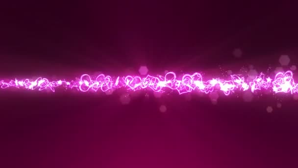 Блестящие Яркие Сердца Звезды Понятие Дня Влюбленных Романтическая Ночь Розовый — стоковое видео