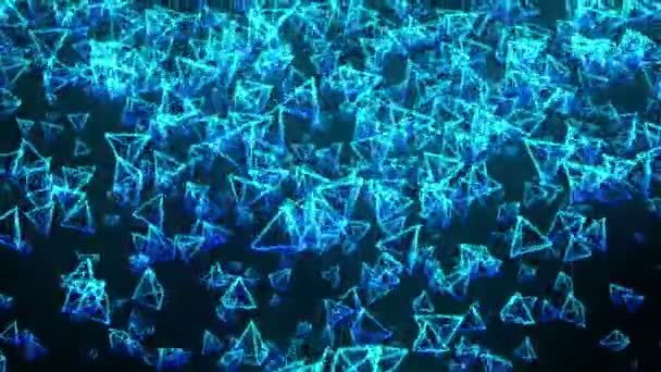 Piramidi Blu Sfondo Nero Connessione Della Piramide Con Poligonale Geometrica — Video Stock