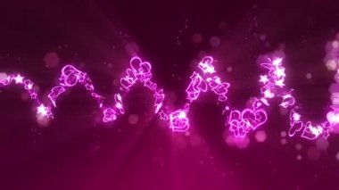 Parlak Kalpler ve yıldızlar ışıldayan. Aşk ve Sevgililer günü kavramı. Romantik bir gece. Pembe arka plan.