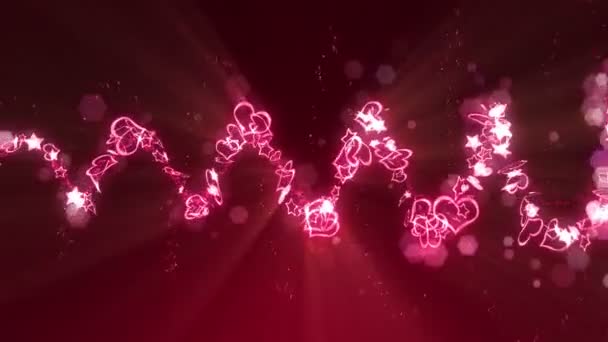 Brilla Cuori Stelle Luminose Amore Concetto San Valentino Serata Romantica — Video Stock