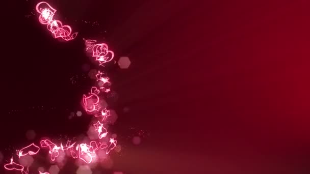 Brilla Cuori Stelle Luminose Amore Concetto San Valentino Serata Romantica — Video Stock