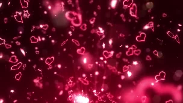 Fonkel Heldere Harten Sterren Liefde Valentines Day Concept Romantische Nacht — Stockvideo