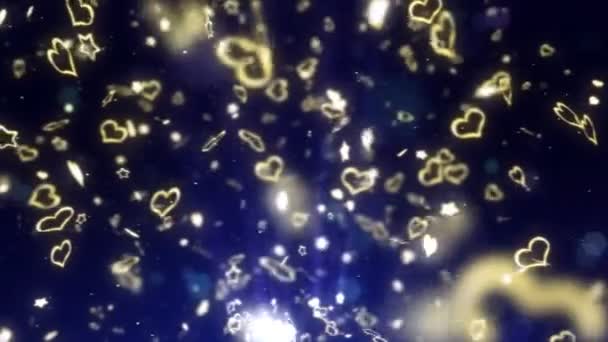 Brillan Los Corazones Brillantes Las Estrellas Concepto Amor San Valentín — Vídeo de stock