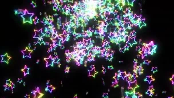 Estrellas Del Arco Iris Cayendo Brillante Estrella Multicolor Patrón Abstracto — Vídeos de Stock